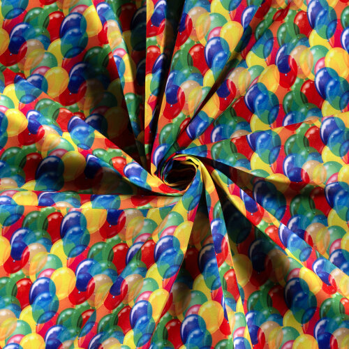 Modestoff Dekostoff bunte Luftballons - orange