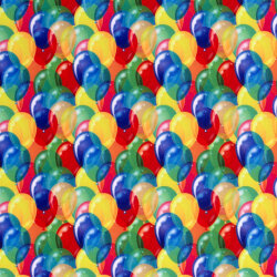 Modestoff Dekostoff bunte Luftballons - orange
