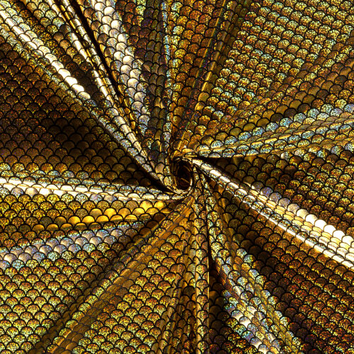 Folienjersey Meerjungfrauschuppen Hologramm Uni - gold
