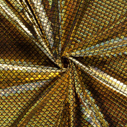Folienjersey Meerjungfrauschuppen Hologramm Uni - gold