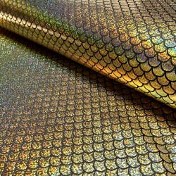Folienjersey Meerjungfrauschuppen Hologramm Uni - gold