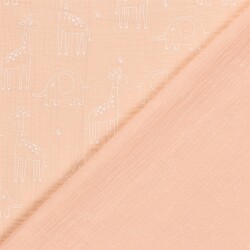 Musselin Giraffe & Elefant - lachsrosa