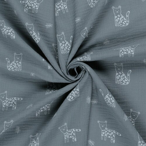 Musselin Panther - stahlblau