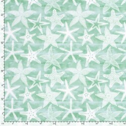 Funktions und Badeanzugstoff LSF50 Recycled Seesterne - hellmint