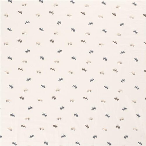 Baumwolljersey kleine Autos - creme
