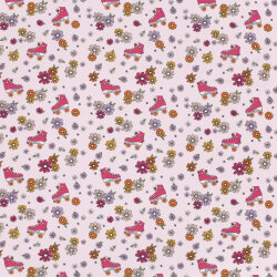 Baumwolljersey Blumenrollschuhe - hellpink