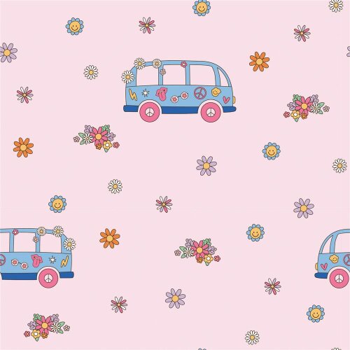 Baumwolljersey Hippiebus - hellpink