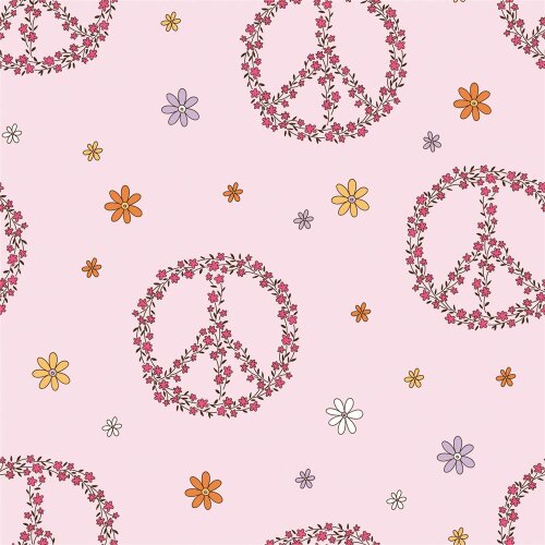 Baumwolljersey Blüten-Peace - hellpink