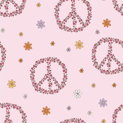 Baumwolljersey Blüten-Peace - hellpink