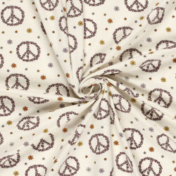 Baumwolljersey Blüten-Peace - creme