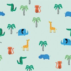 Baumwolljersey bunte Safari - hellmint