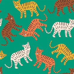 Baumwolljersey bunte Tiger - grasgrün