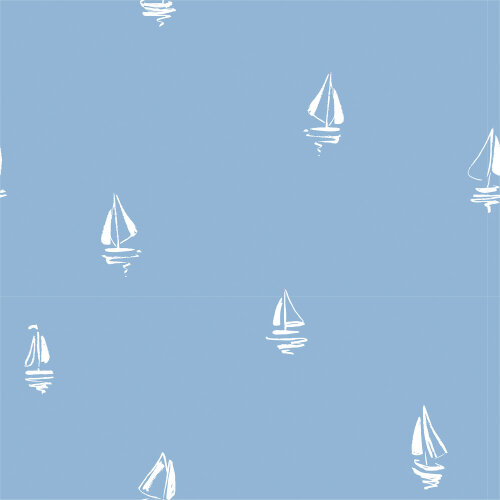 Baumwolljersey kleine Segelboote - dunkeleisblau