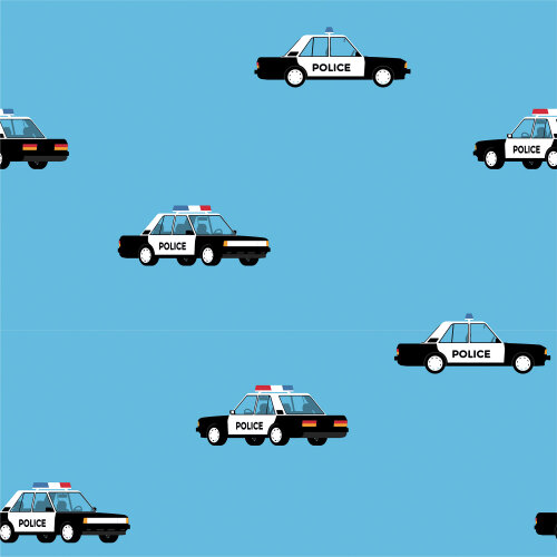 Baumwolljersey Polizeiwagen - azurblau