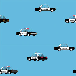 Baumwolljersey Polizeiwagen - azurblau
