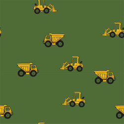 Baumwolljersey Baumaschinen - grasgrün