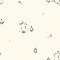 Baumwollpopeline kleiner Hase - creme