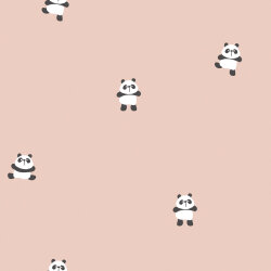 Baumwollpopeline fröhlicher Panda - hell softrosa