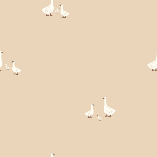 Baumwollpopeline Gänsefamilie - beige