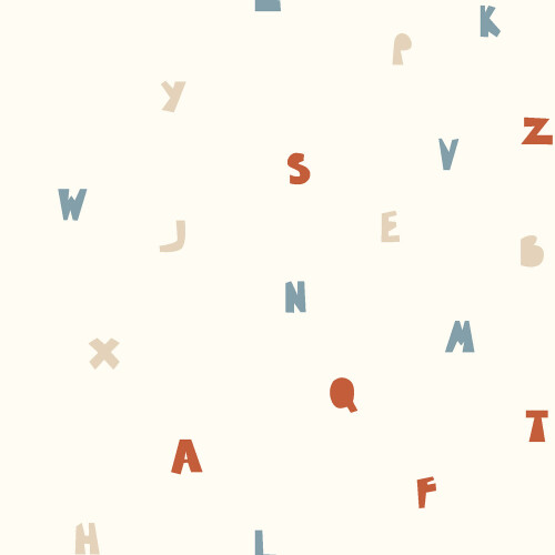 Baumwollpopeline bunte Buchstaben - creme