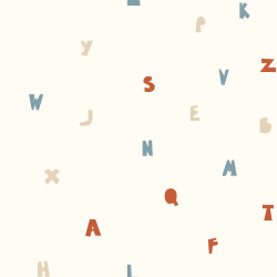 Baumwollpopeline bunte Buchstaben - creme