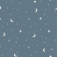 Baumwollpopeline Mond und Sterne - schattenblau