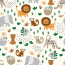 Baumwollpopeline bunte Safari - creme