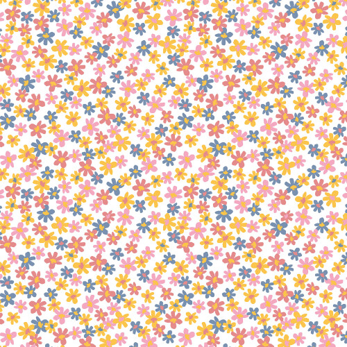 Baumwollpopeline kleine rosa Blumen - altweiss