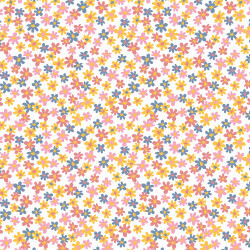 Baumwollpopeline kleine rosa Blumen - altweiss