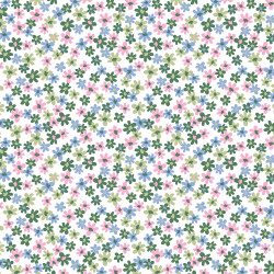Baumwollpopeline kleine grüne Blumen - altweiss
