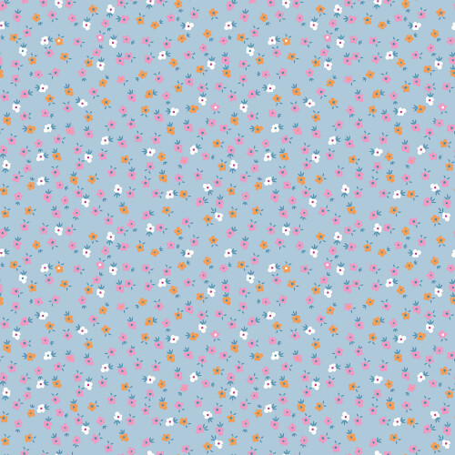 Baumwollpopeline kleine Blümchen - babyblau