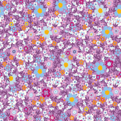 Baumwollpopeline buntes Blumenmeer - flieder