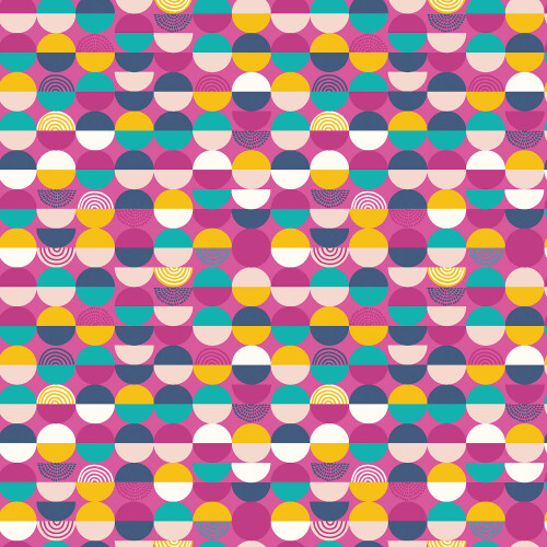 Baumwollpopeline bunte Kreise - pink
