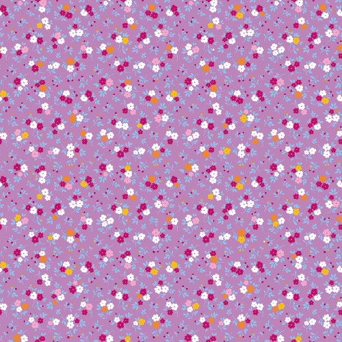 Baumwollpopeline kleiner Blumenstrauss - flieder