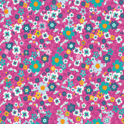 Baumwollpopeline bunte Blumen - pink