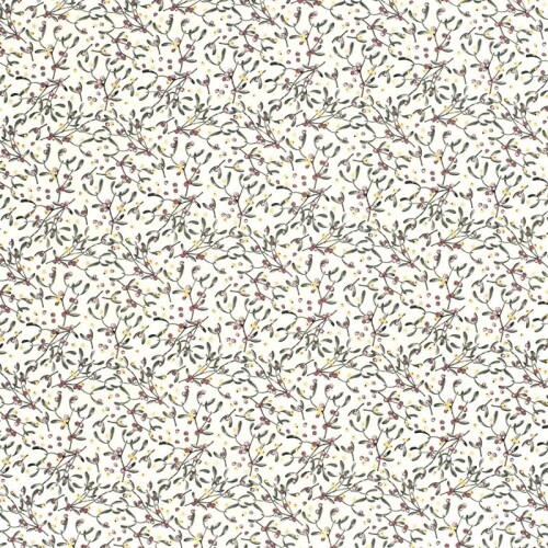 Baumwollpopeline Foliendruck Mispelzweige - creme