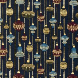 Baumwollpopeline Foliendruck Christbaumkugeln - dunkelblau