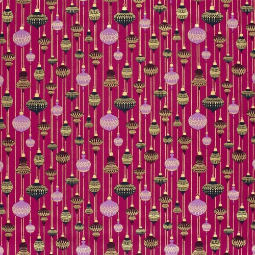Baumwollpopeline Foliendruck Christbaumkugeln - magenta