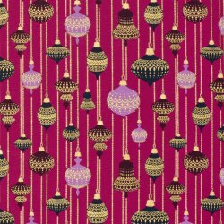 Baumwollpopeline Foliendruck Christbaumkugeln - magenta