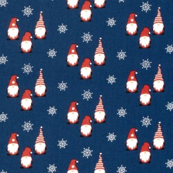 Baumwollpopeline Weihnachtsgnome - dunkelblau