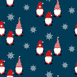 Baumwollpopeline Weihnachtsgnome - dunkelblau