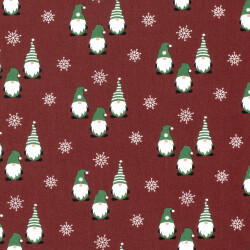 Baumwollpopeline Weihnachtsgnome - rot