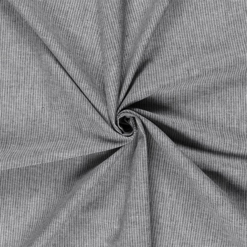 Leinen Chambray Mini Streifen Melange - schwarz