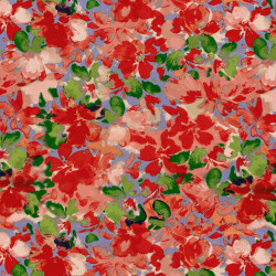 Baumwollsatin Blumenmalerei - helllila