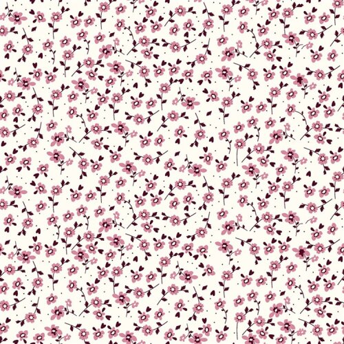 Baumwollflanell Mini Blümchen - creme