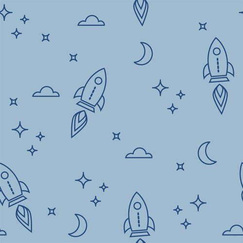 Baumwollflanell kleine Raketen - babyblau
