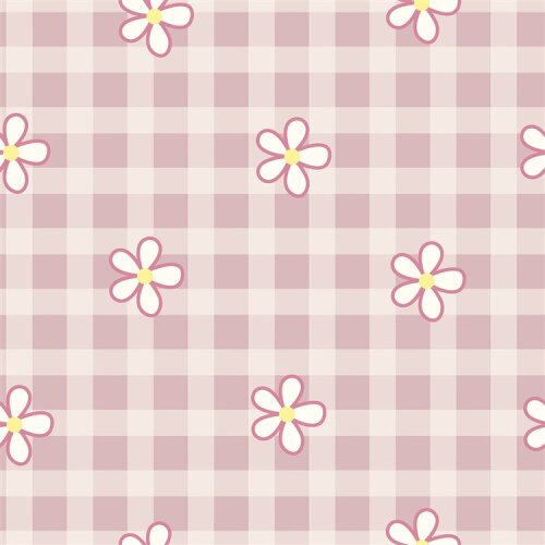 Baumwollflanell Blumen auf Karo - softrosa