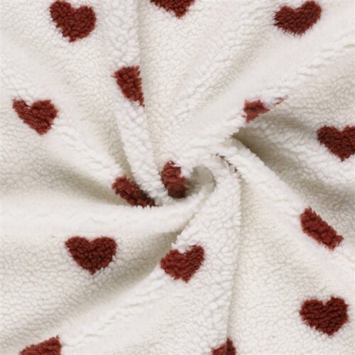 Teddystoff Herzen - creme