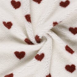 Teddystoff Herzen - creme