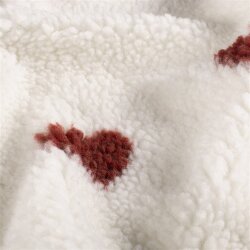 Teddystoff Herzen - creme